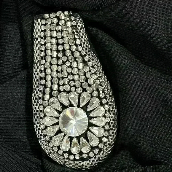 River Island Black Mock Embellished Rhinestone Knit Sweater Size 14 - Picture 6 of 12